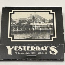 Vintage Matchbook Cover  Yesterday’s Restaurant FT Lauderdale, FL  gmg  unstruck - £9.89 GBP