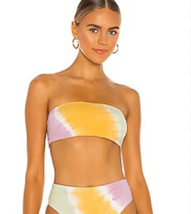 L*Space Beach Wave Womens XS Bikini Top Purple Yellow Sunburst Bandeau NWOT - £29.40 GBP