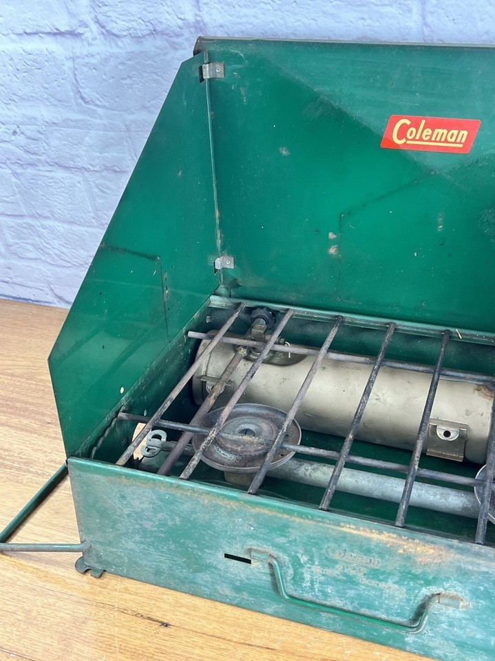 Vintage Coleman Model 425 Dual Two 2 Burner Green Gas Camp Stove Item image 7