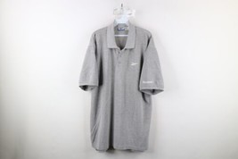 Vintage 90s Reebok Mens Large Distressed Spell Out Collared Polo Shirt Gray - $39.55