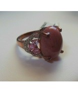 KARIS Collection Ring Pink Jasper &amp; Pink Sapphire Rose Gold Bond Brass S... - £35.04 GBP