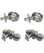 Faultless Ball Satin Stainless Steel Metal Entry Knob and Single Cylinder - £39.45 GBP