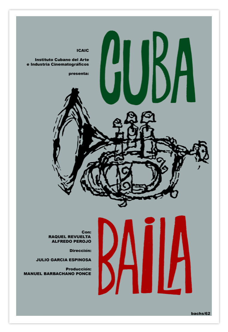 Cuban movie Poster.Cuba BAILA.Dances.Jazz music.Trumpet.Home room wall decor