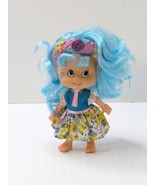 Vintage 1997 Blooming Babies Scented Doll Blue Hair Flower Head Band &amp; D... - £18.72 GBP