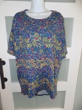 LuLaRoe Irma Blue W/Multi-Color Pasley Floral Print Size M Women's NWOT - $18.00