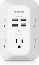 USB Wall Charger Surge Protector 5 Outlet Extender with 4 USB Charging P... - £11.41 GBP