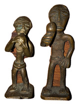 Tribal African Ashanti Bronze Brass Miniature Figurines Set Of 2 - $69.95