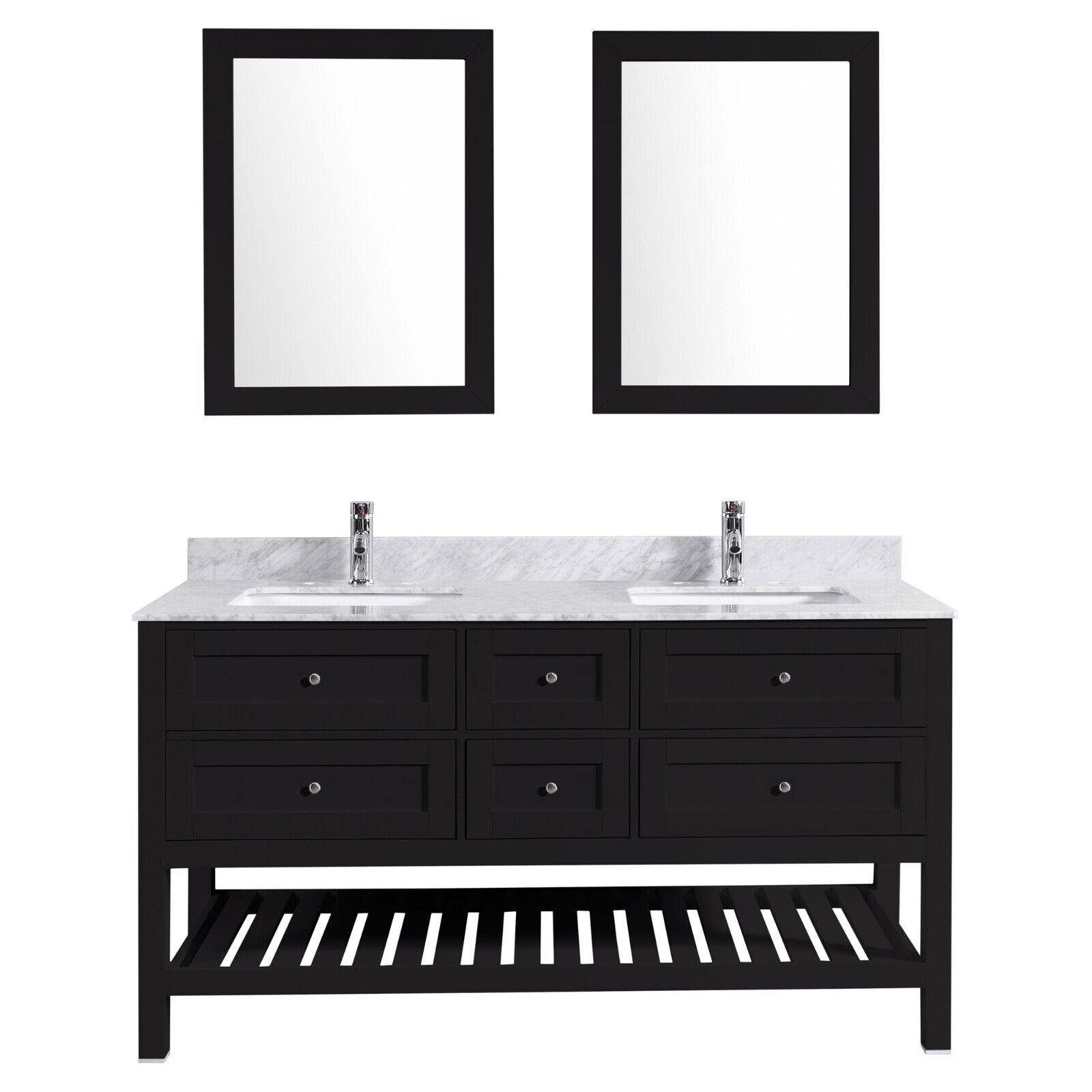 Primary image for 59" Vanity Cabinet Set with Mirror Black LV6-60B by LessCare
