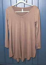 Popana Light Brown Flowing Rayon Blend Tunic Size Medium USA Made - $8.91