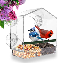 Bird Feeder for Outside with Strong Suction Cups Fits for Cardinals Finches - £23.26 GBP