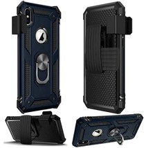 Magnetic 360° Ring stand Clip Cover Case with belt clip for iPhone XR 6.1″ BLUE - £6.69 GBP