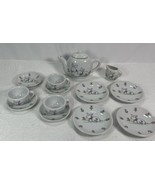 Miniature Tea Set  Mini Porcelain 14pc Doll House Bunny Theme - $20.26 CAD