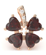 4 Leaf Clover Shamrock Garnet Diamond Pendant In 14k Rose Gold - $641.45 CAD