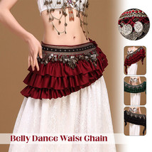 1PC Women Belly Dance Hip Scarf Dancing Coins Sequin Waist Chain Skirt Belt Wrap - £23.24 GBP