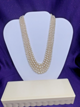 Vintage 4-Strand Faux Faux Pearl Necklace Clasp w Rhinestones 14-1/2&quot; in... - £22.47 GBP