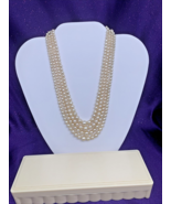 Vintage 4-Strand Faux Faux Pearl Necklace Clasp w Rhinestones 14-1/2&quot; in... - £22.71 GBP