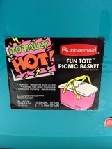 Vtg 90s Rubbermaid Fun Tote Picnic Basket Plastic Handles 1422 Pink Gree... - $56.10
