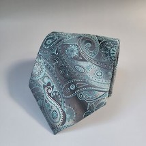 Alexander Julian Colours Hand made polyester Paisley blue gray men&#39;s Tie - $26.13