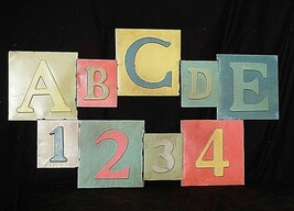 ABC 123 Tin Sign Wall Hanging Plaque Child&#39;s Play Room Day Care Home Decor - $39.59
