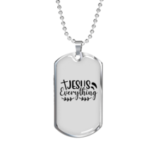 Everything Jesus Cross Necklace Stainless Steel or 18k Gold Dog Tag 24&quot; Chain - £37.92 GBP+