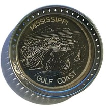 Mississippi Gulf Coast Ashtray Metal Souvenir Sailboats Lighthouse Silver Tone - £5.47 GBP