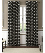 Black Geometric Textured Linen Blackout Curtains Set of 2 Curtains With ... - £40.91 GBP+