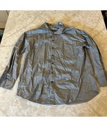 Perry Ellis Mens Size 16 32/33 Grey Classic Button Front Shirt - $261.21 MXN