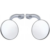 3&quot; Chrome Curved Arm Peep Side Door Glass Mirror Outside Rear View Hot Rod Pair - £33.65 GBP