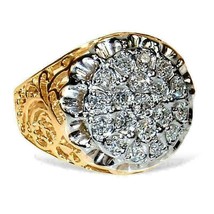 2.50CT Gold Plated Silver Men&#39;s Kentucky Cluster Simulated Diamond Wedding Ring - £134.39 GBP