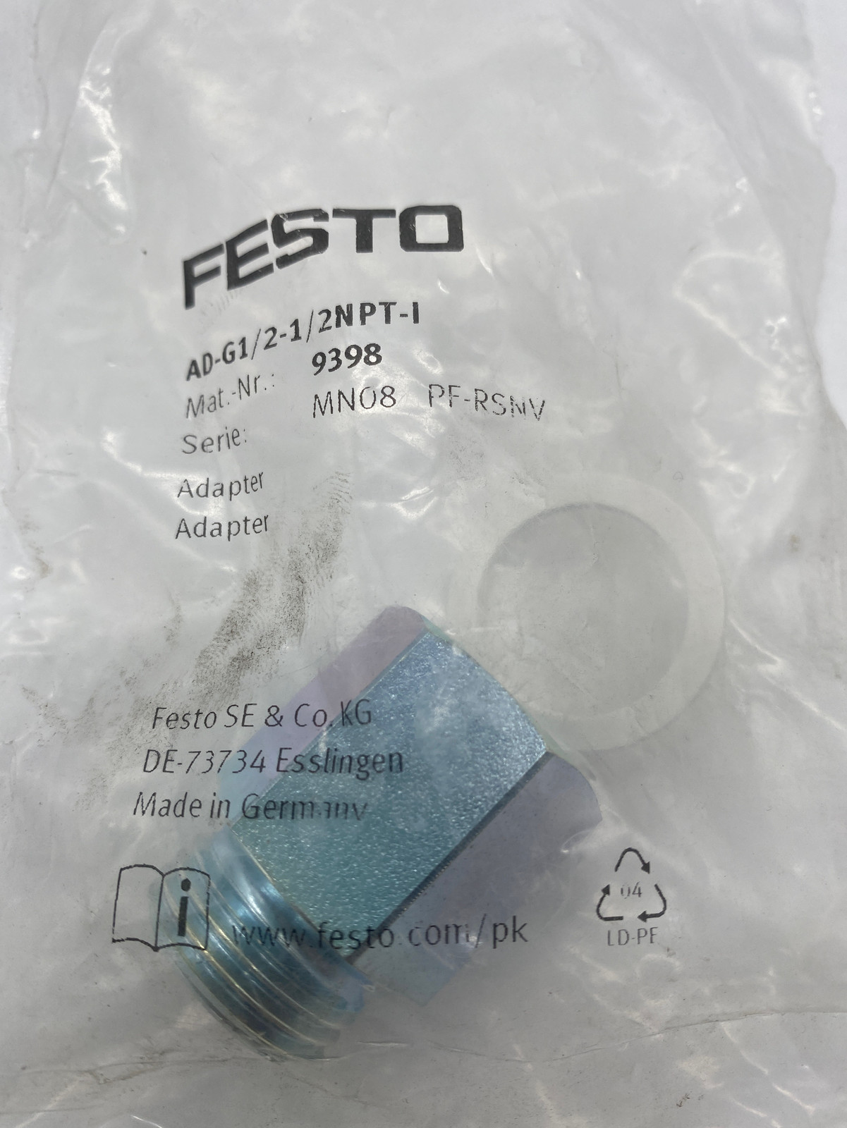 NEW Festo AD-G1/2-1/2NPT-I Adapter  - $11.75