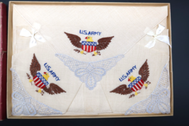 Vtg U.S. Army Souvenir Handkerchief GI Sweeheart Gift WW2 Era Eagle Fig ... - $39.99
