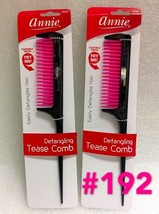 2PCS Of Annie Detangling Tease Comb Black Body With Pink Bristle # 192 - $5.99