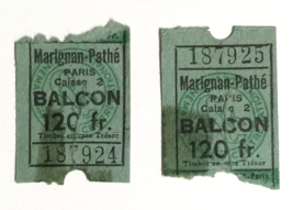 Cinéma Pathé Marignan À Paris Movie Theater Vintage Balcony Ticket Stubs 1951 - £15.95 GBP