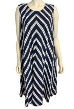 Lands&#39; End Navy and White Striped Sleeveless Shift Dress Size 2X - £29.67 GBP