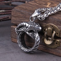 Punk Stainless Steel Huge Ouroboros Snake Chain Pendant Necklace Fashion Jewelry - £13.50 GBP