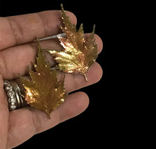 Lot Of 2 Vintage &quot;Maple Leaf&quot; Pin Brooch Gold Rustic Color - £10.92 GBP