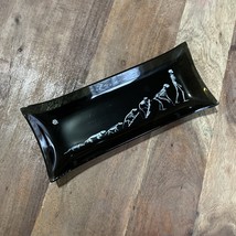 VTG black smoke glass tray skeleton evolution drawing 60s 9” L - $215.11 MXN