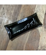 VTG black smoke glass tray skeleton evolution drawing 60s 9” L - $11.30