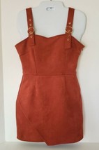 Forever 21 Faux Suede Overall Dress Size Small in Rust Orange w gold hardware - £19.13 GBP