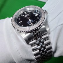 invicta men black dial automatic diamond watch exhibition case ss bracelet - £1,174.62 GBP