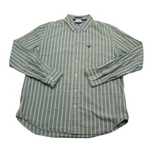 American Eagle Shirt Mens Large Green Stripes Vintage Fit Preppy Button Up - $18.69