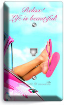 Pink Car Sexy Legs Feet Flip Flops Beach Phone Telephone Cover Plate House Decor - £9.44 GBP