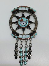 Signed Vintage Antique Zuni Star Stone Inlay Pendant Brooch - £149.49 GBP