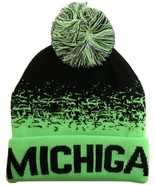 Michigan Men&#39;s Cuffed Digital Fade Soft Winter Knit Beanie Pom Hats Blac... - £11.94 GBP