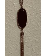 Elegant Black Onyx created Sautoir Necklace with a gold tassle , chain I... - $551.95 MXN