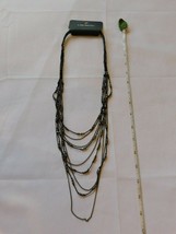 Lane Bryant necklace NEW NOS ONESZ M02706 adjustable Black strand DK Silver Tone - $18.01