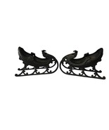 2 Cast Iron Santas Sleigh Christmas Swan Design Metal Black Vintage Vict... - €50,65 EUR