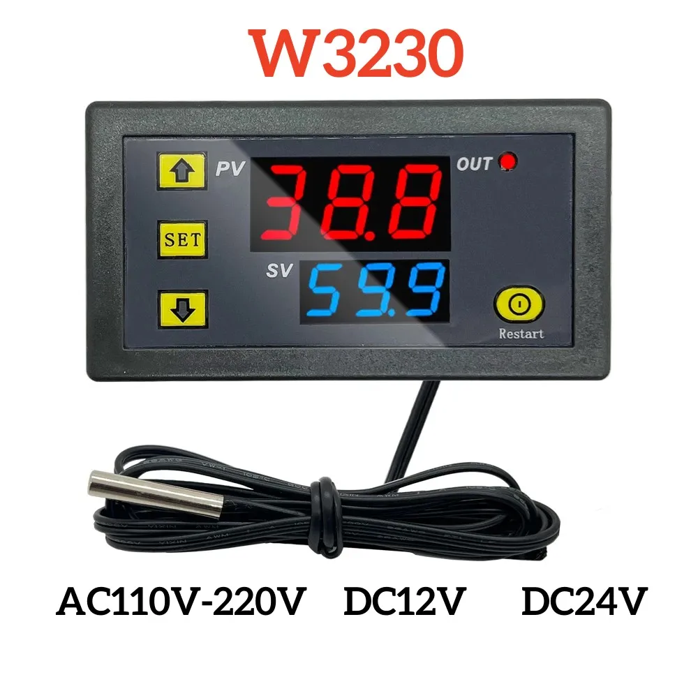 W3230 DC 12V 24V AC110-220V Probe Line Digital Temperature Control LED Thermosta - £18.78 GBP