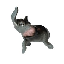 Vintage Ceramic Baby Elephant Gray Trunk Up Lucky Elephant - $185.83 MXN