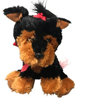Russ Black &amp; Brown Terrier 8” Plush With Red Bow - £13.74 GBP